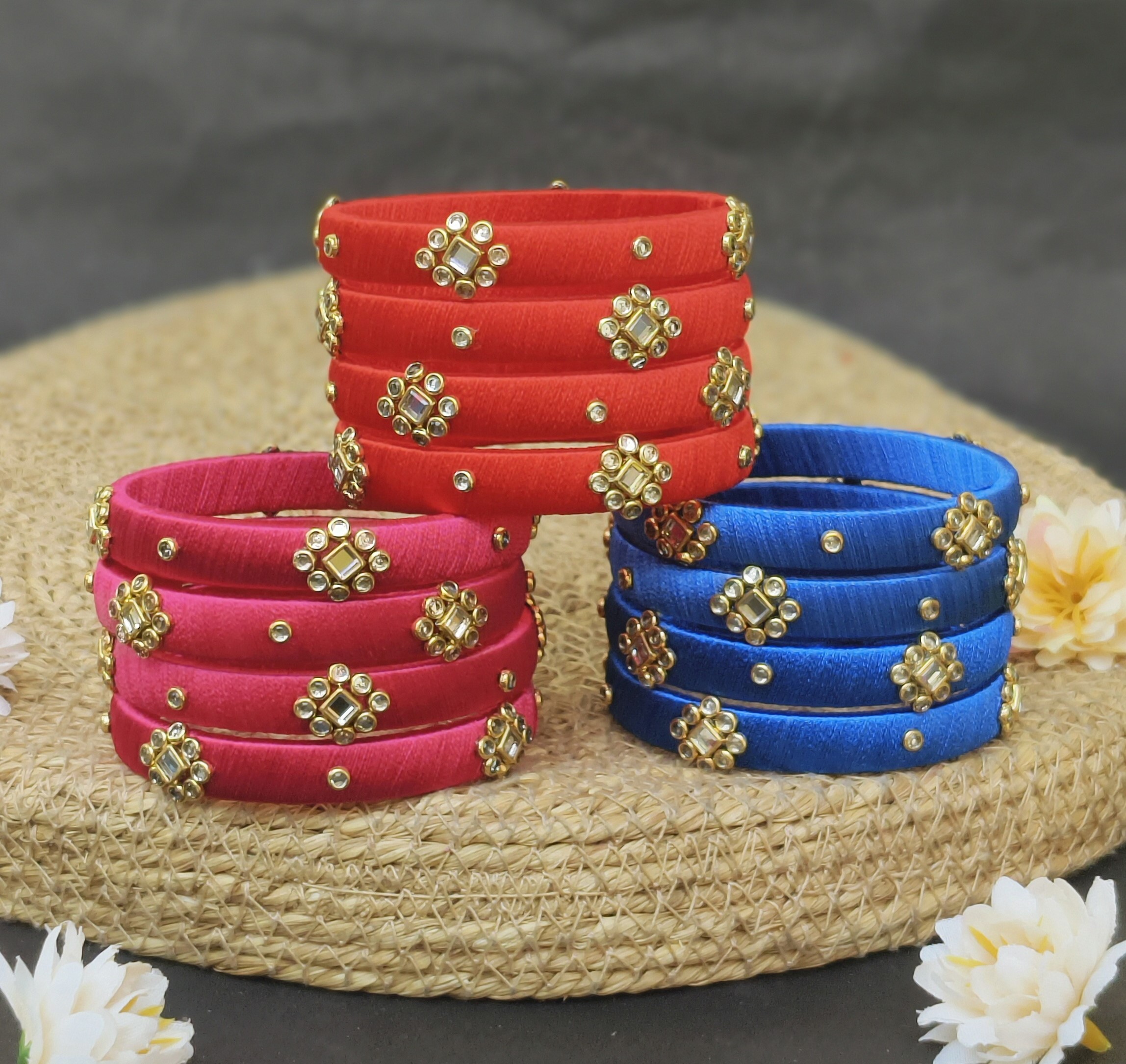 3 colors Combo set of 4 pieces bangles 03