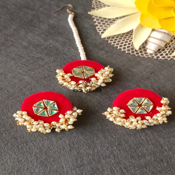 Rose red Fabric Earring