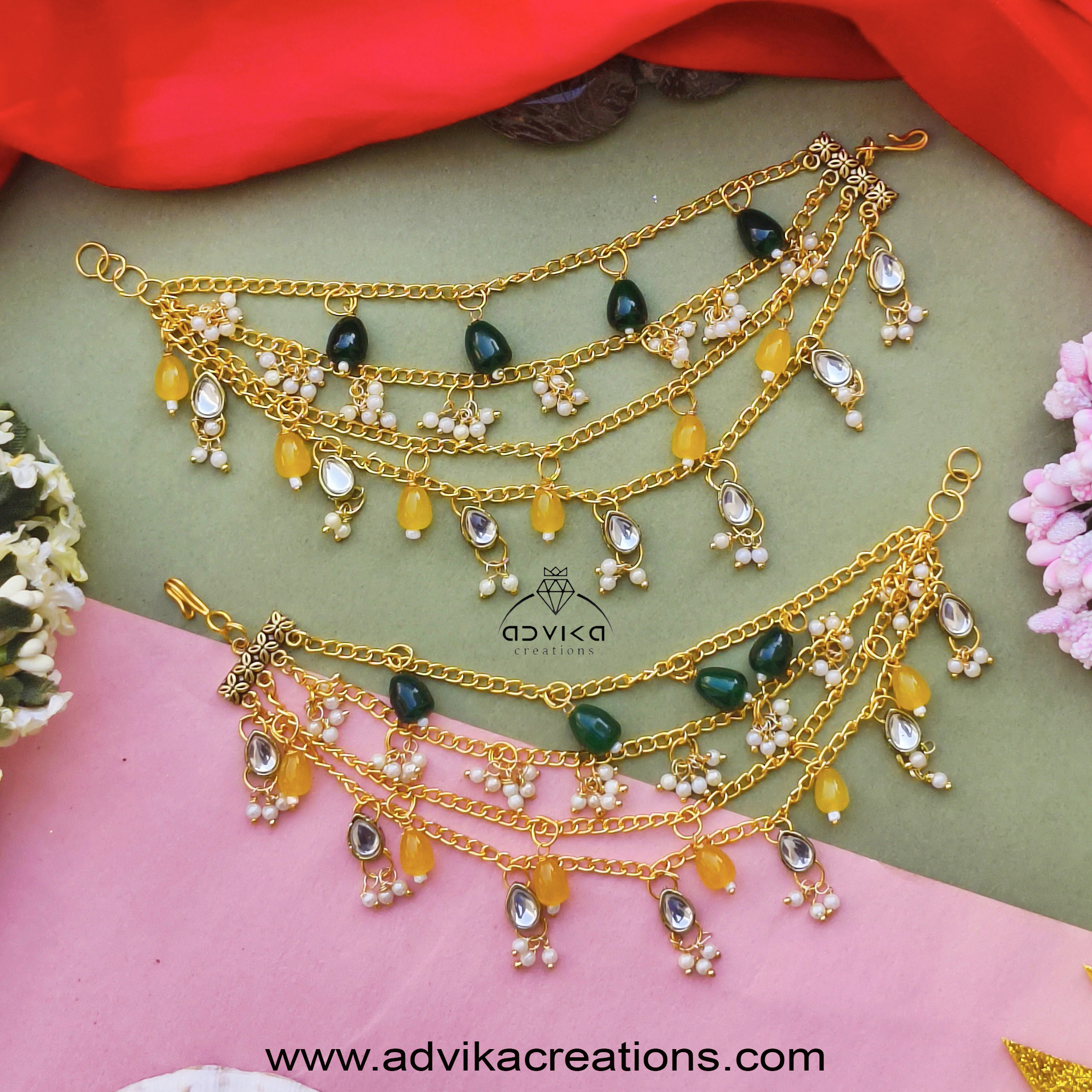 Ethnic green and yellow sahara chain