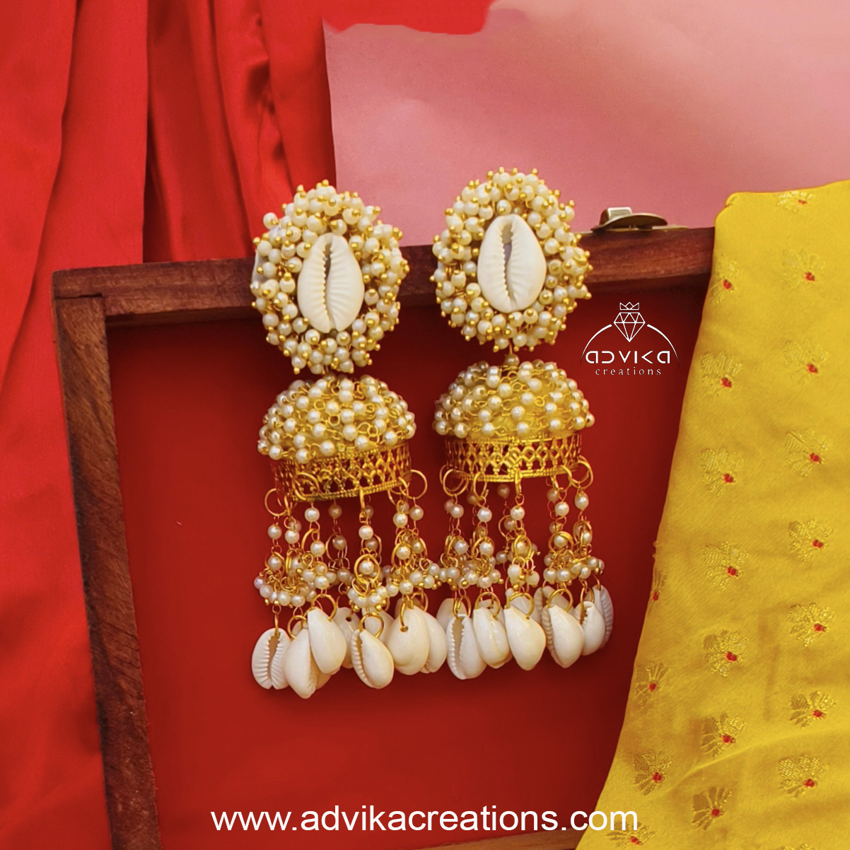 Shell jhumka earrings