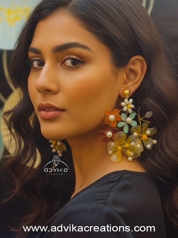 Multicolor Resin Flower Earrings