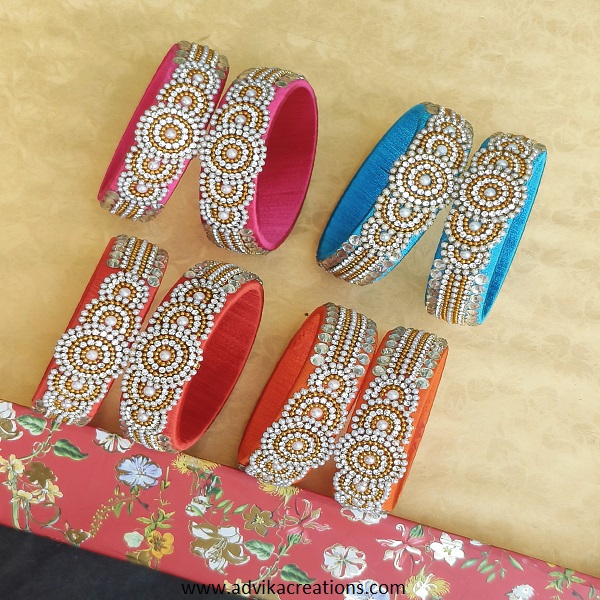 Timeless Silk Threads kada bangle combo of 4 colors
