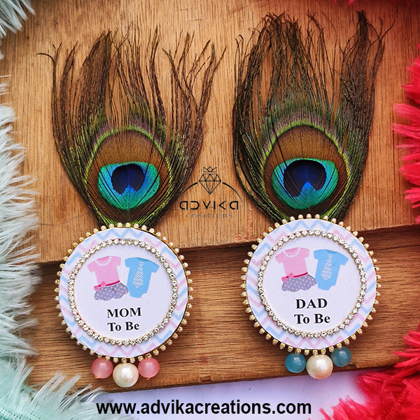 Mom Dad Baby Shower Brooch Set (pearl&glass beads)