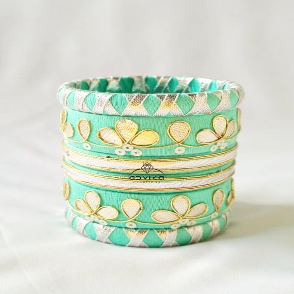 Gota sequence Work Cotton Thread Bangle Set