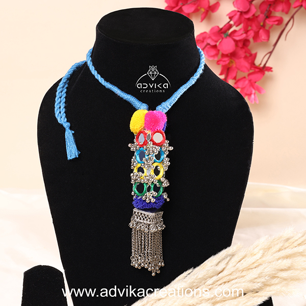 Oxidise multicolor jhumka necklace