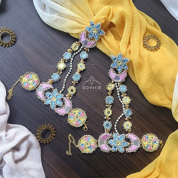 Vibrant pastel Beaded Floral Hathphool
