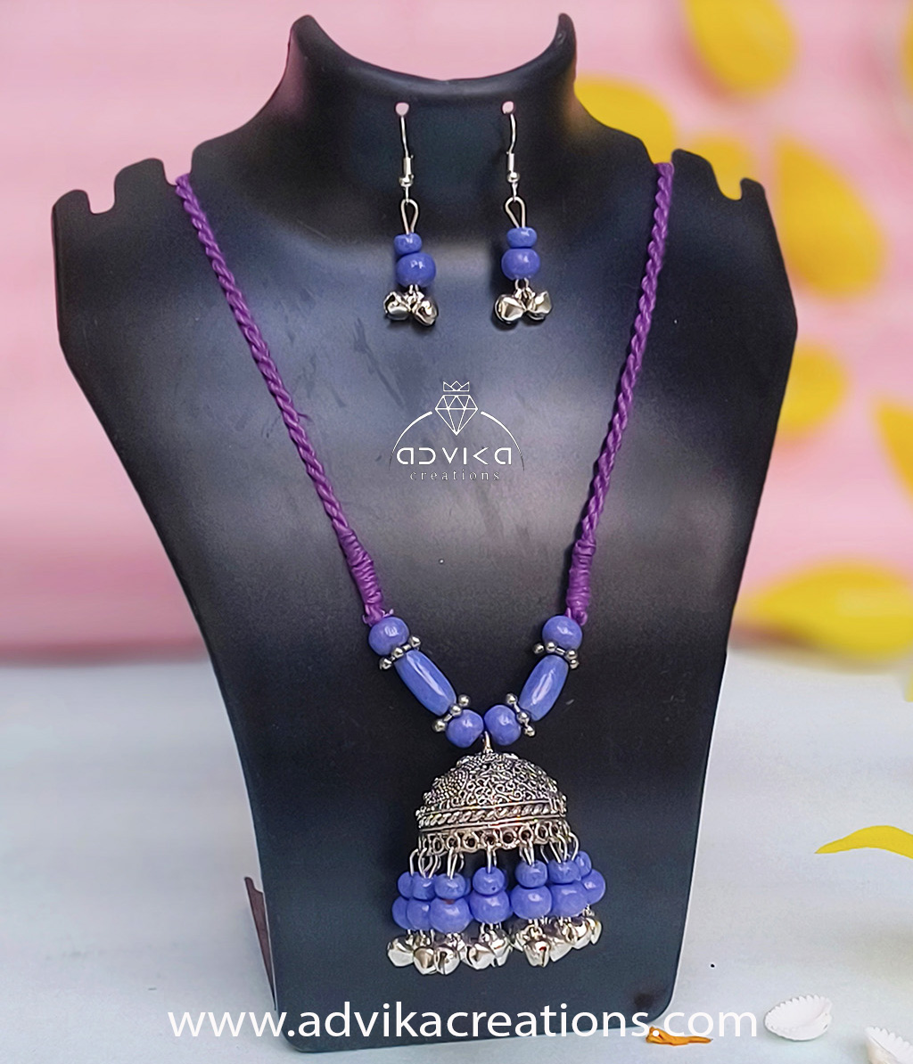 Oxidised Jhumka Mala 22