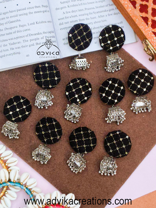 Set of 50 Pairs – Black Velvet Fabric Earrings