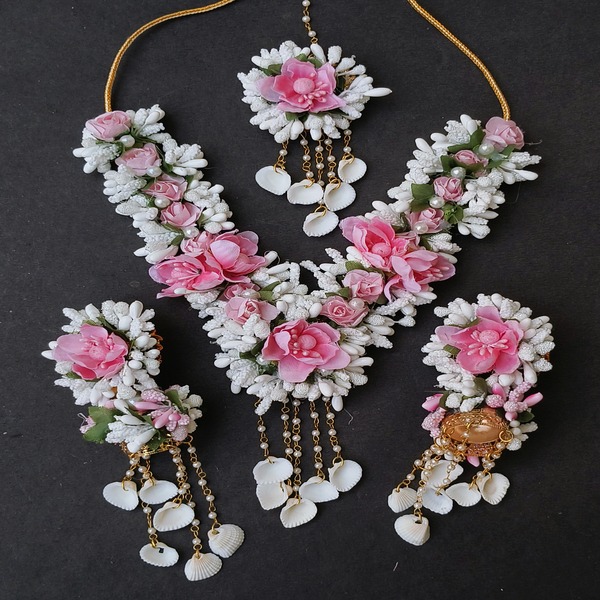 White and pink flower jewellery for women and girls