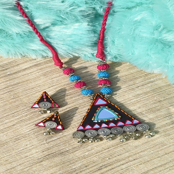 Geometric Design Multi Colour Mirror charms Handicraft Jewellery Set