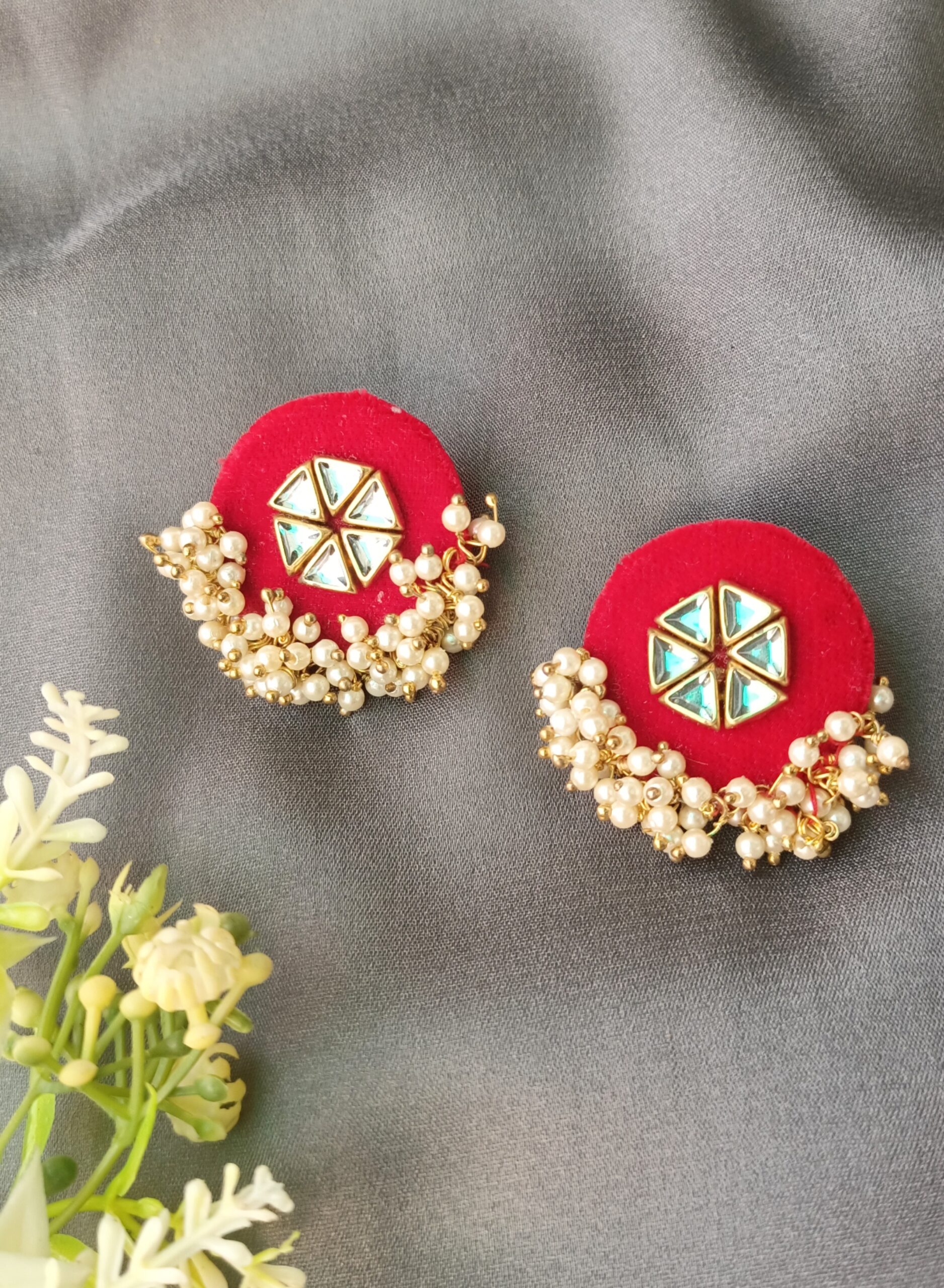 Sindur red fabric earring