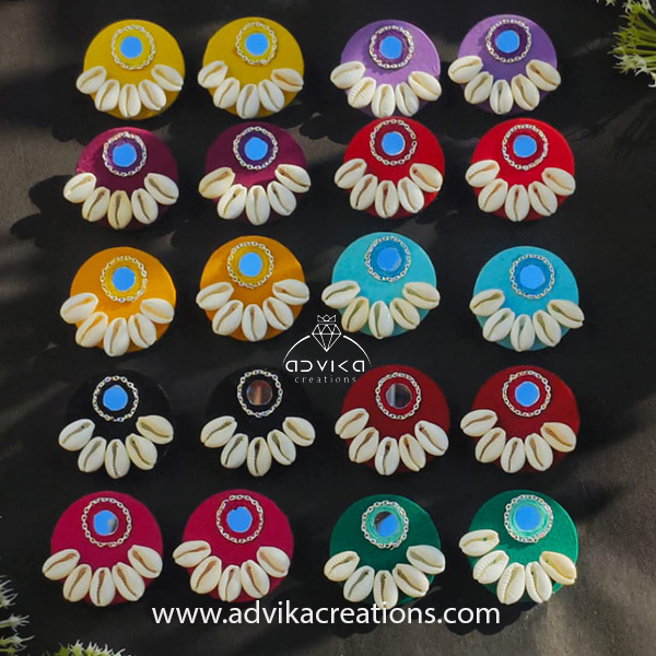 Set of 10 Pairs Colorful Round Mirror Earrings