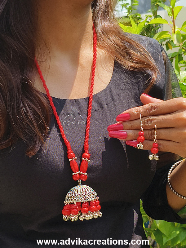 Oxidised Jhumka Mala 13