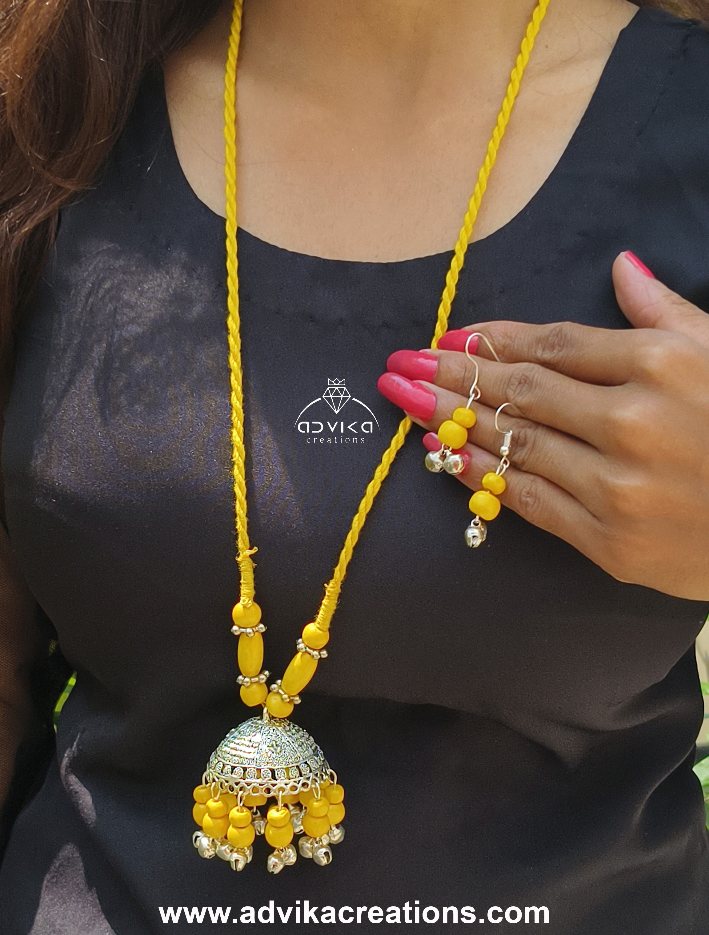 Oxidised Jhumka Mala 15