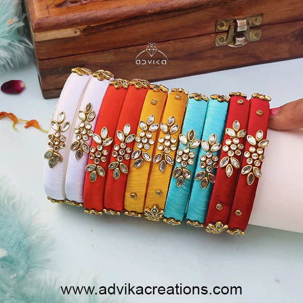 Anjali Silk Kundan Bangles