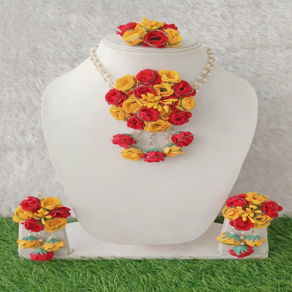 Yellow Haldi Flower Jewellery set