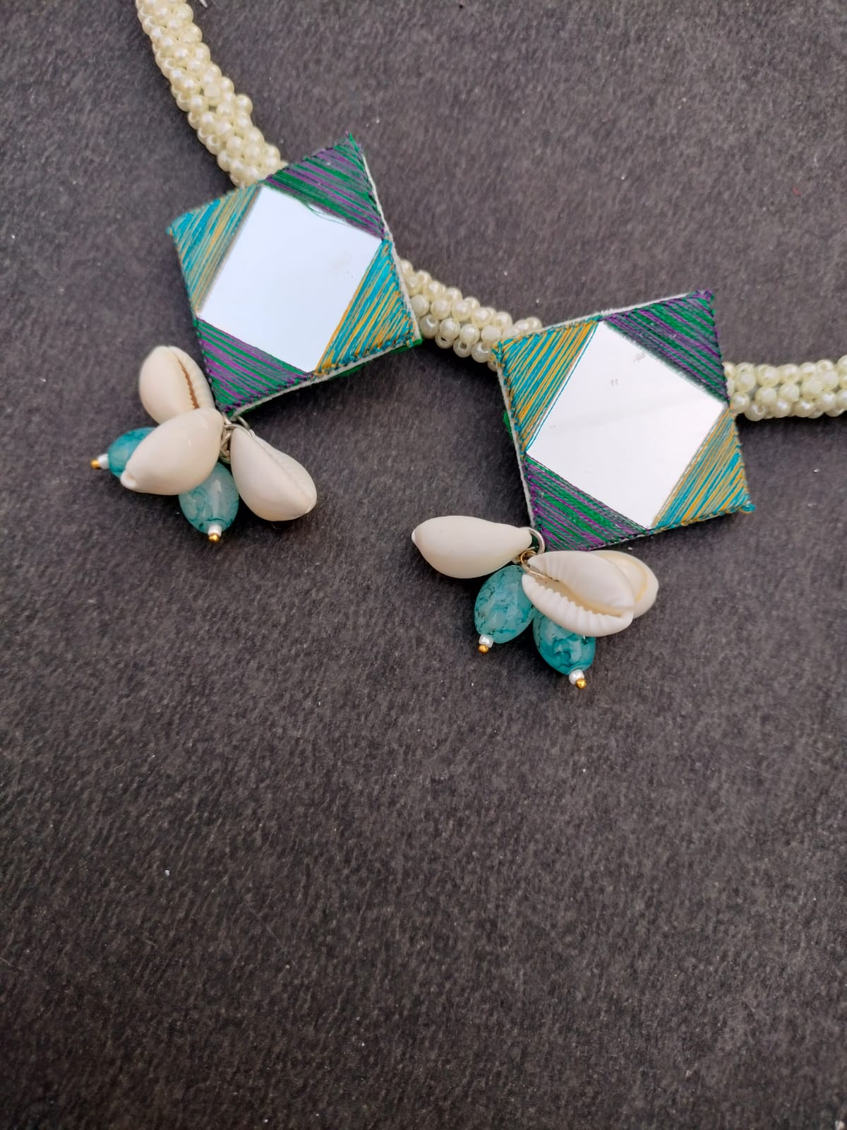 Beaded Handmade Mirror earring