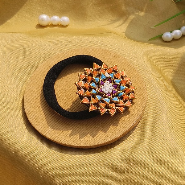 Charming Stylish Hair Rubber Band with kundan design for Girls and Women 
