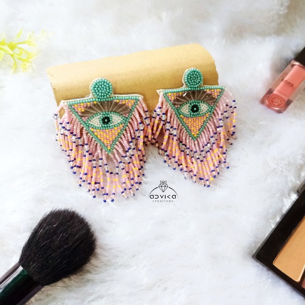 Evil eye beaded Latkan earring