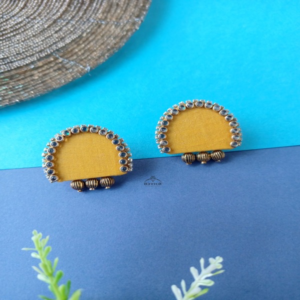 Haldi color fabric Earring