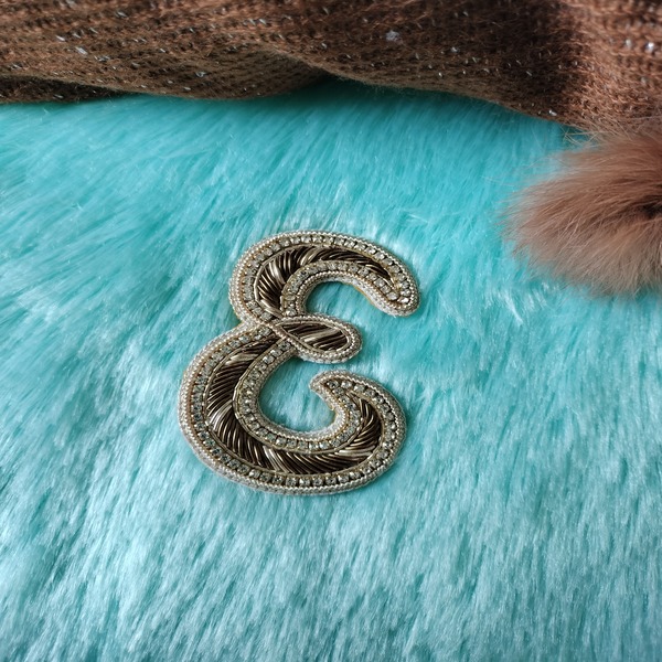 E Letter Beaded Brooch, Custom Design Brooch ,Gift Name trending 