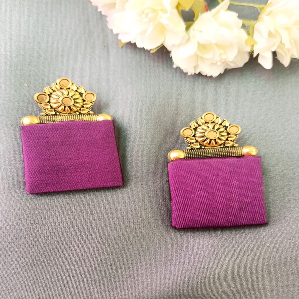 Square shape fabric earring