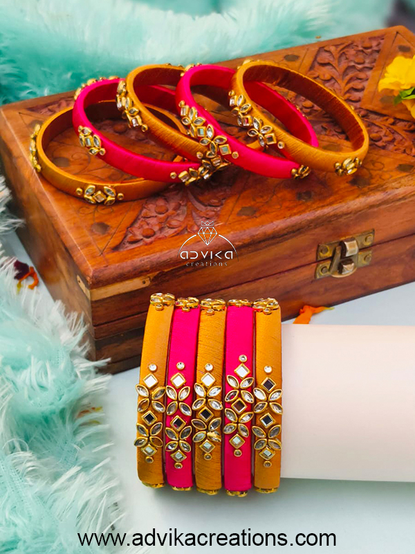 Aafreen Silk Kundan Bangles