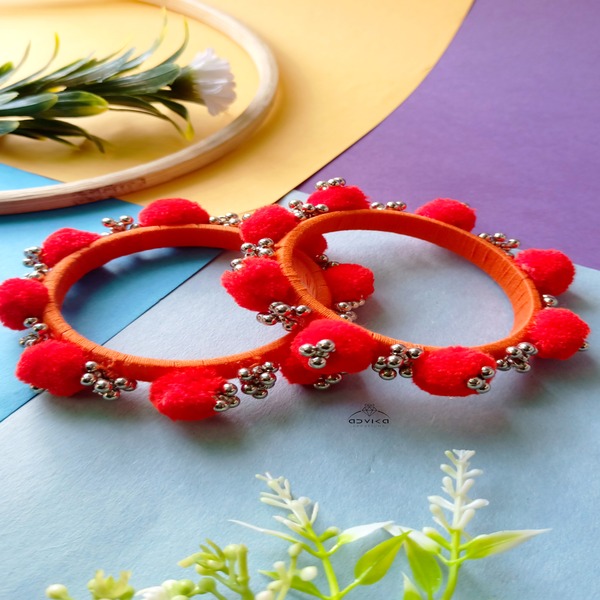 Cotton Thread Kada Bangle with Pompom