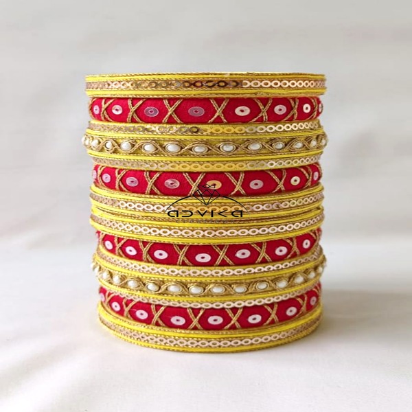 Red and Yellow cotton thread Bangle for women and girls