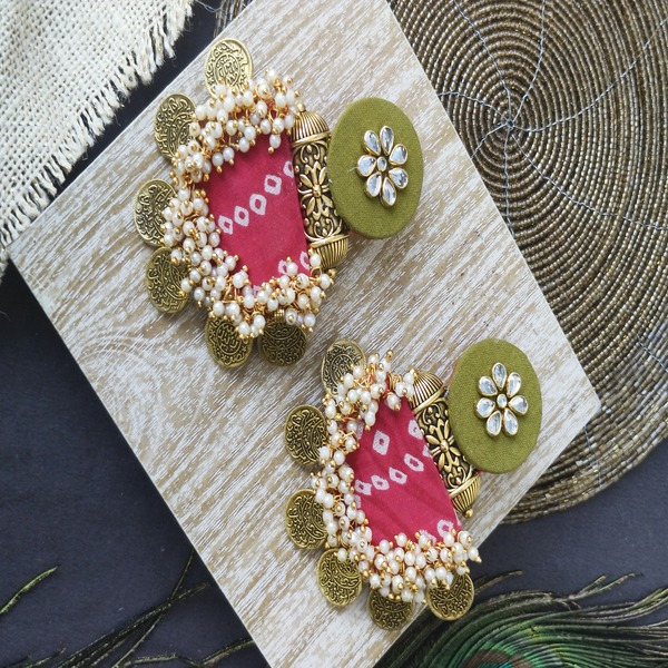 Mehndi Green Fabric Tabiz Earring 
