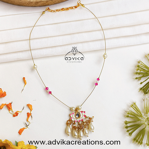 Delicate Invisible Necklace with Lotus design