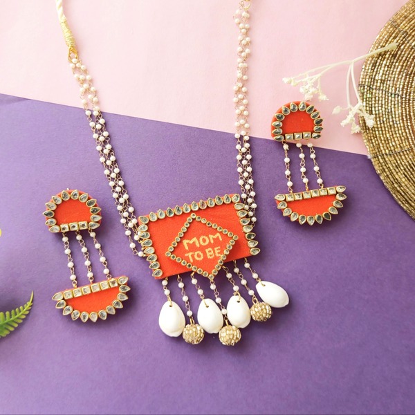 Unique gift for mom, mom necklace and earring, statement fabric necklace