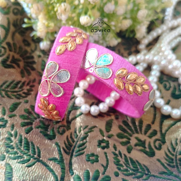 Cotton Thread Kada Bangle with Embroidery