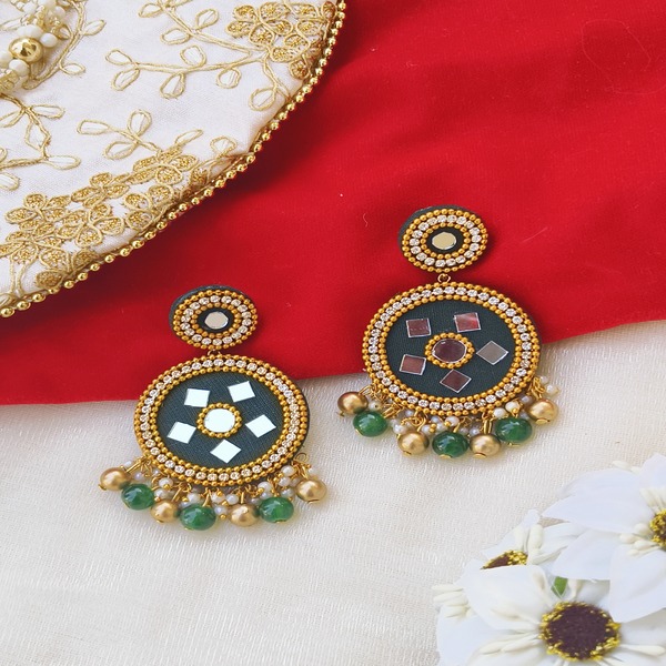 Dark Green Fabric Earring