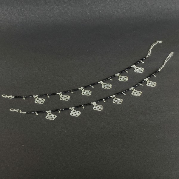 Oxidized Charm Anklets with Pearls – Custom Handmade for Navratri