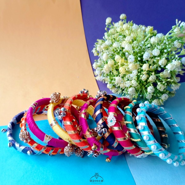 Multicolour Gotalace Handcrafted Cotton Thread Bangle Set 