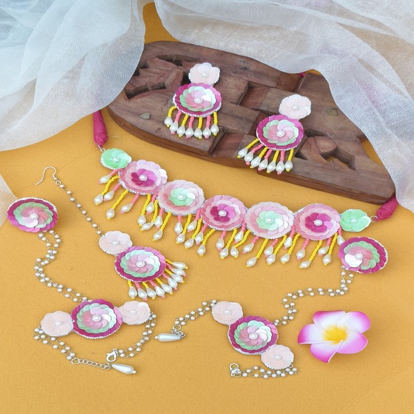 pastel Multi-Color sequins Beaded bridal Jewelry set for Women and girls