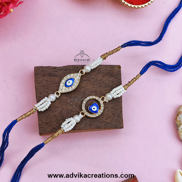Blue Evil Eye Rakhi Combo (Set of 2)