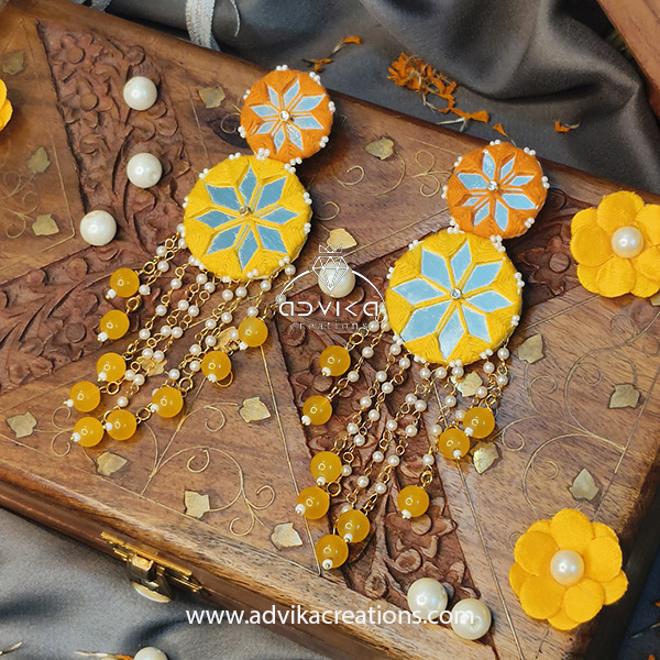 Vibrant Yellow & Orange Mirror Earrings 