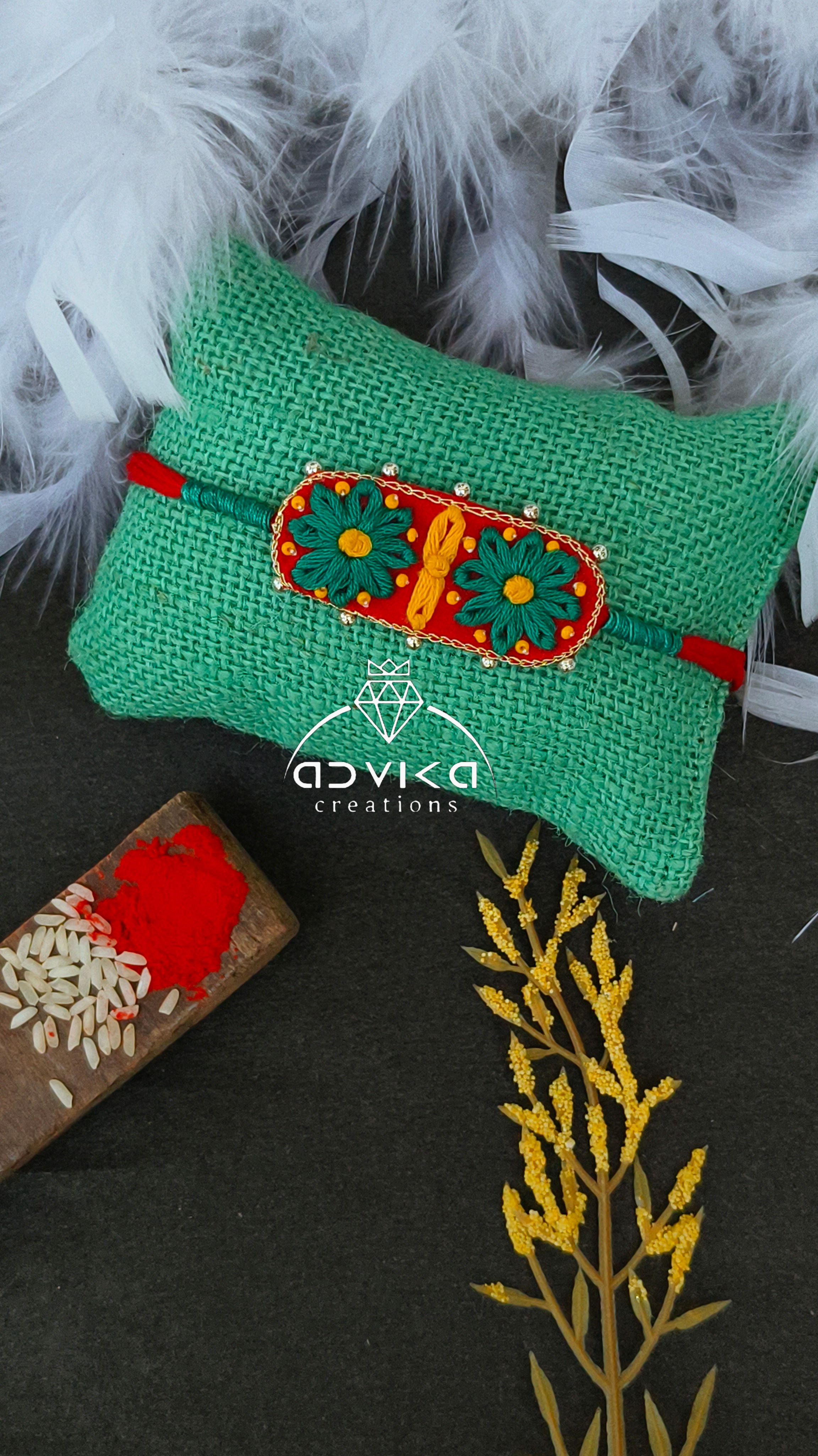 Flower Beaded Bhaiya Rakhi