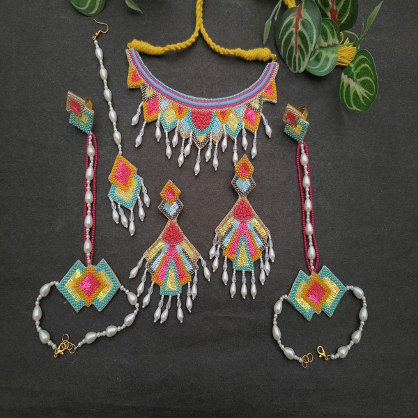 Beaded Handmade Haldi Mehndi Jewellery Set