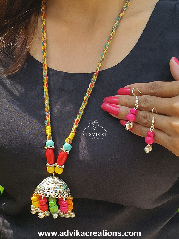 Oxidised Jhumka Mala 14