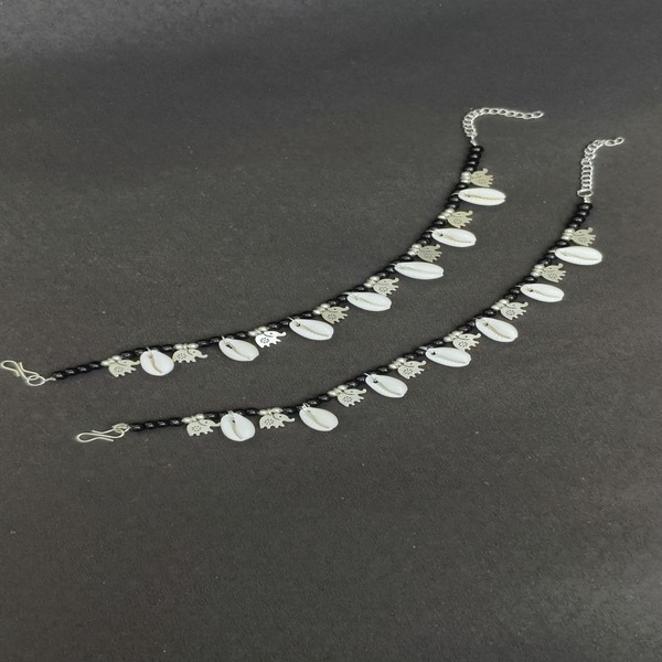 Handmade Navratri Anklets with Oxidized Charms and Pearls