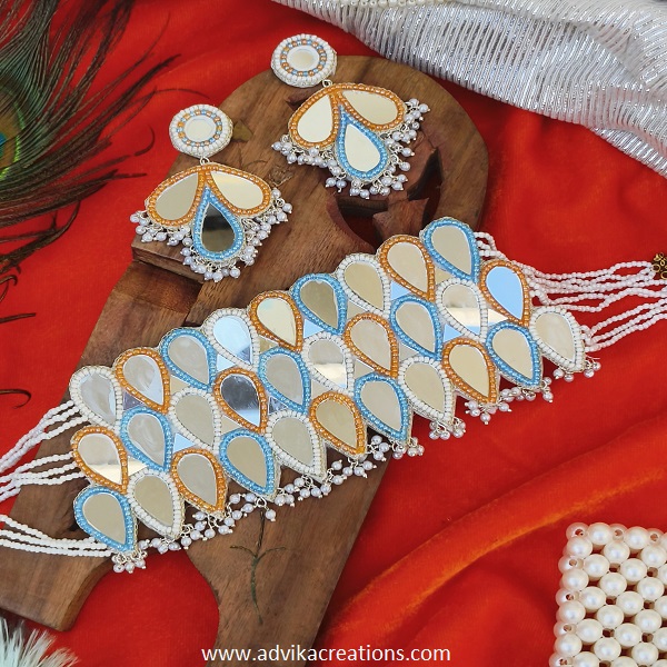 DualColor Reflective Elegance mirror jewellery set