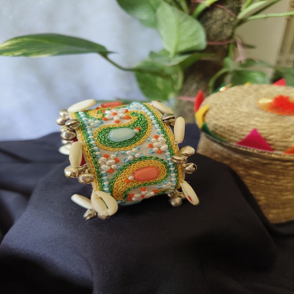 Handmade Handcuff with Vibrant Thread Work