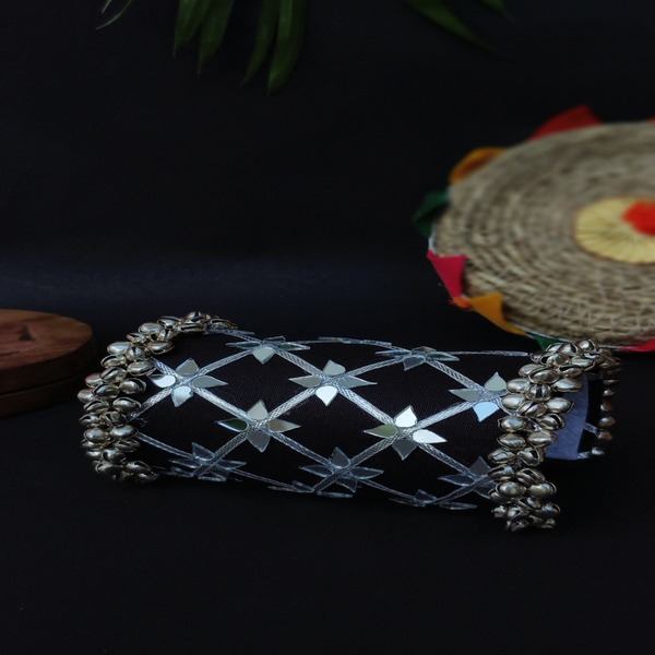 Handcrafted Navratri black Handcuff with Ghoongroo and Beads