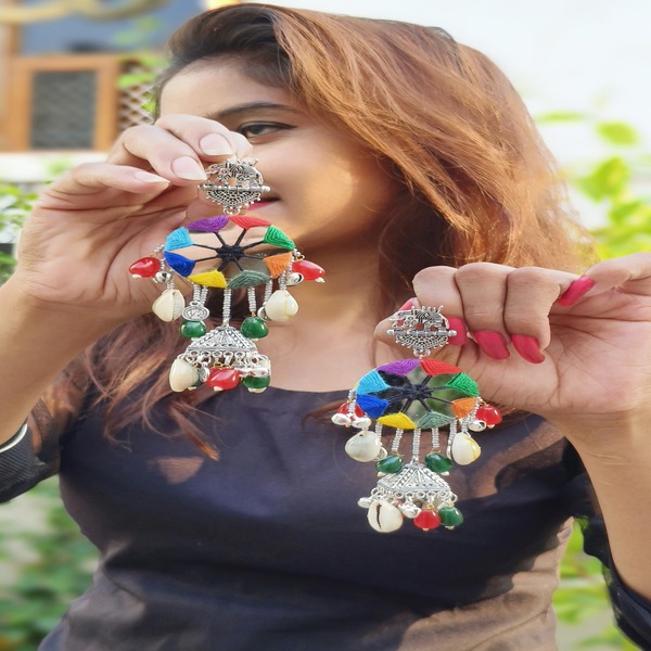 Beautiful colorful hanging mirror earring for Women and Girls