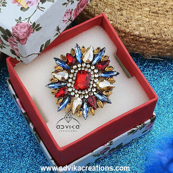 Assorted Shaped Clip Stones brooch