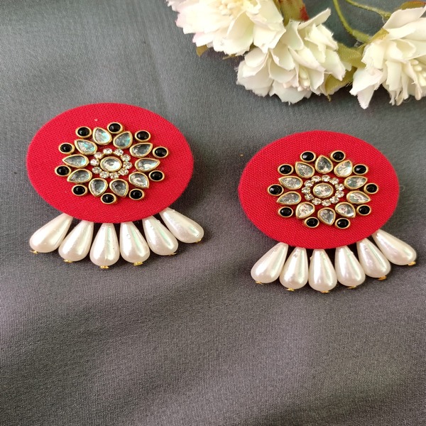 Red Rose round kundan earring