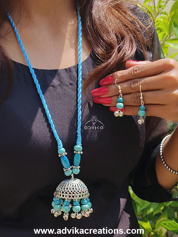 Oxidised Jhumka Mala 12